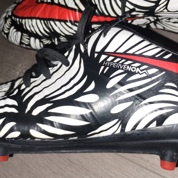 Nike Hypervenom Soccer Cleats - Black and White with Red Accents - Picture 1 of 16